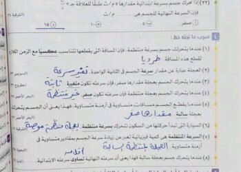 حل اسئلة درس التمثيل البياني للحركة في خط مستقيم 5