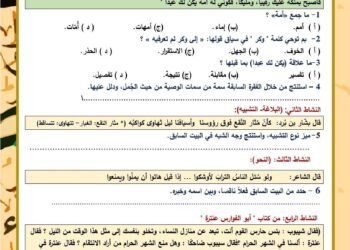 التقييمات للأسبوع الرابع للصف الأول الثانوي 1
