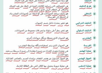 مراجعة العلوم للصف الرابع الابتدائي