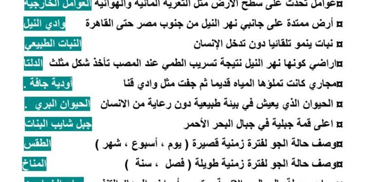 امتحان دراسات الاجتماعية للصف الخامس الابتدائي