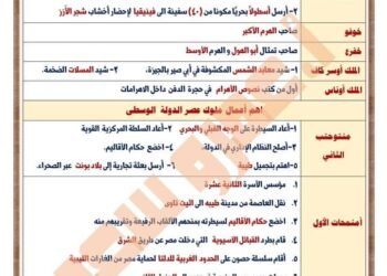 ملوك الدولة المصرية على مصر العصور من مادة التاريخ
