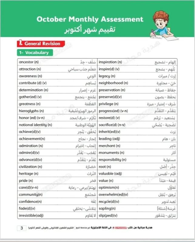 مراجعة كتاب المعاصر انجليزي أولى ثانوي شهر أكتوبر 2026