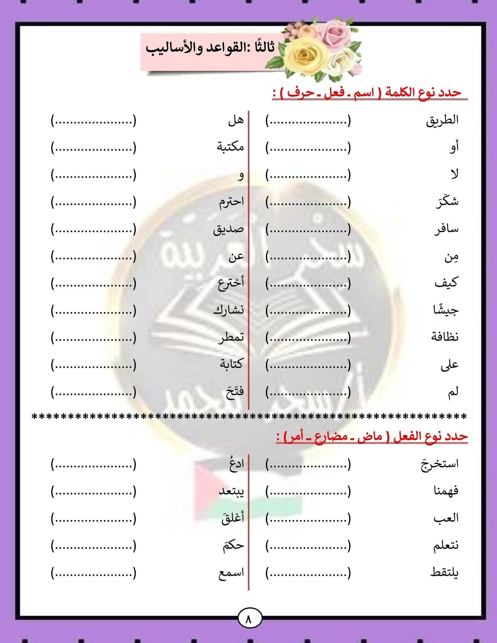 الصف الرابع الابتدائي مادة اللغة العربية