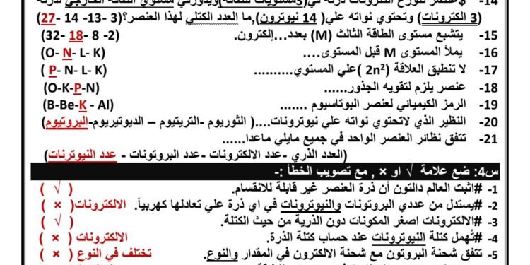 ملزمة علوم الصف الاول الاعدادي2