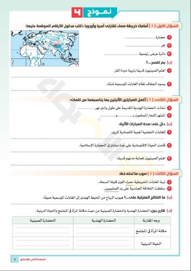 مراجعة كتاب الأضواء للصف التاني الاعدادي في مادة الدراسات الاجتماعية 